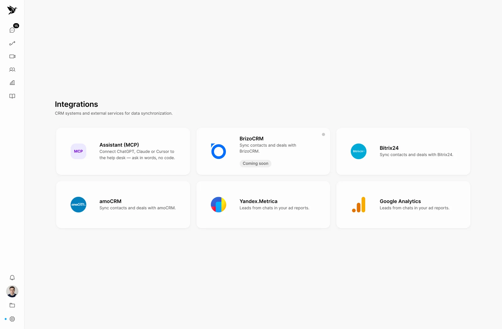 CRM and analytics integrations
